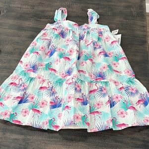 Gymboree Pink and Green Flamingo Print Dress